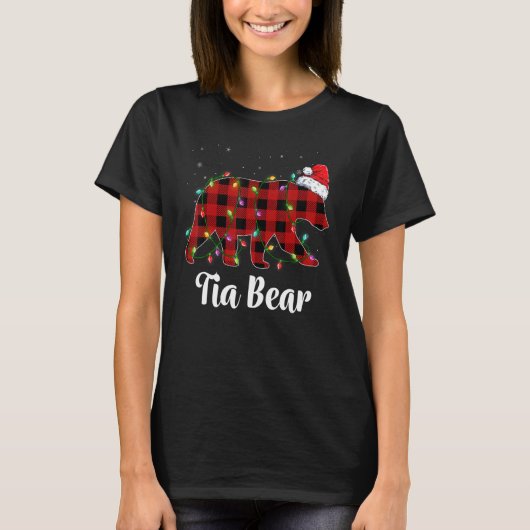 Tia Bear Buffalo Red Plaid Matching Family Christm T-Shirt (Vorderseite)