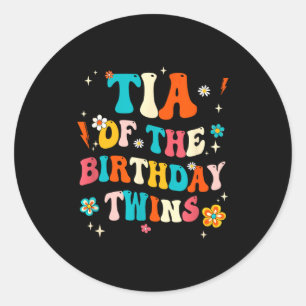 Tia der Zwillinge zum Geburtstag Jungen Mädchen Pa Runder Aufkleber