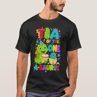 Tia des One-A-Saurus 1. Geburtstag Junge T-Rex Din T-Shirt