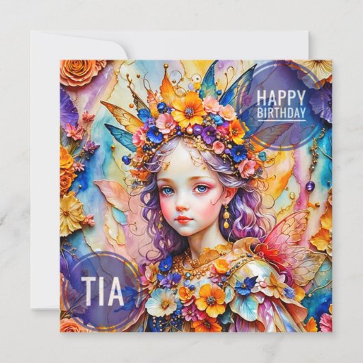 TIA ~ Geburtstagskarte ~ Blume Fairy ~ (Vorderseite)