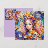 TIA ~ Geburtstagskarte ~ Blume Fairy ~ (Vorne/Hinten)