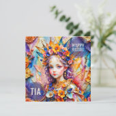 TIA ~ Geburtstagskarte ~ Blume Fairy ~ (Stehend Vorderseite)