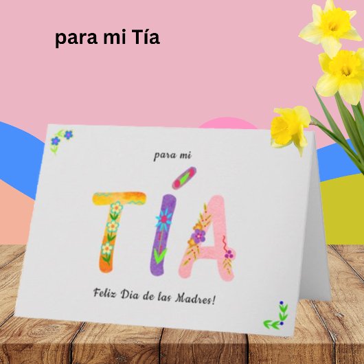 Tía Spanish Tante Floral Bohemisch Mother Day Card Karte