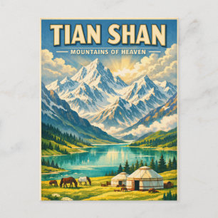 Tian-Shan-Gebirge, China, in klassischem Retro-Loo Postkarte