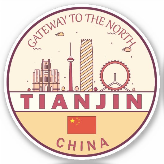 Tianjin China Skyline Emblem Aufkleber (Vorderseite)