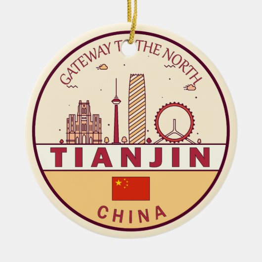 Tianjin China Skyline Emblem Keramik Ornament (Vorne)