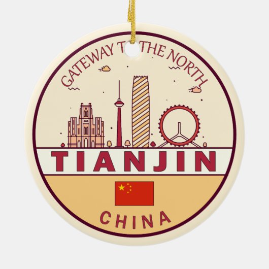 Tianjin China Skyline Emblem Keramik Ornament (Hinten)