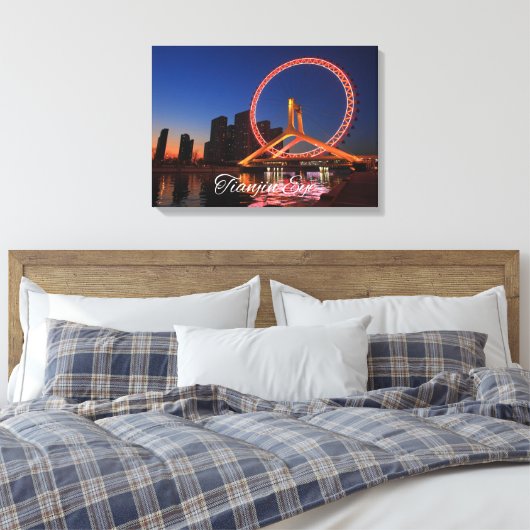 Tianjin Eye Wheel bei Nacht mit Skyline Leinwand A (Insitu (Schlafzimmer))