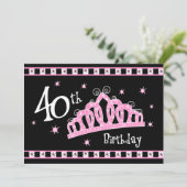 Tiara 40. Geburtstag Einladung (Stehend Vorderseite)
