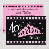 Tiara 40. Geburtstag Einladung (Vorne/Hinten)