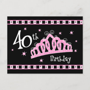 Tiara 40. Geburtstag Postkarte Einladung