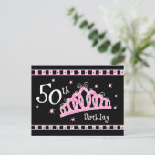 Tiara 50. Geburtstag Postkarte (Stehend Vorderseite)