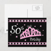 Tiara 50. Geburtstag Postkarte (Vorne/Hinten)