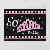 Tiara 50. Geburtstag Postkarte Einladung (Vorderseite)