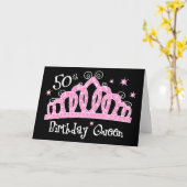 Tiara 50th Birthday Queen DK Karte (Gelbe Blume)
