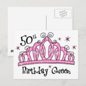 Tiara 50th Birthday Queen LT Postkarte (Vorne/Hinten)