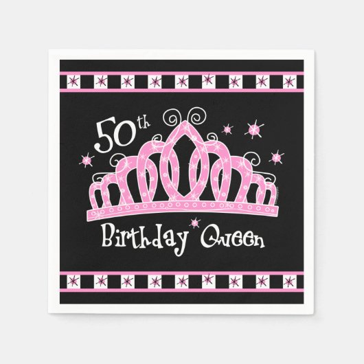 Tiara 50th Birthday Queen Serviette (Vorderseite)