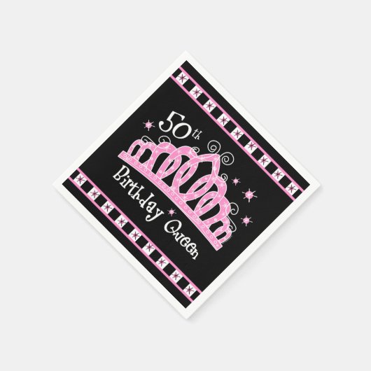 Tiara 50th Birthday Queen Serviette (Ecke)