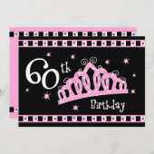 Tiara 60. Geburtstag Einladung (Vorne/Hinten)