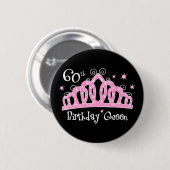Tiara-60. Geburtstags-Königin DK Button (Vorne & Hinten)