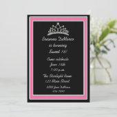 Tiara Black Pink Einladung (Stehend Vorderseite)