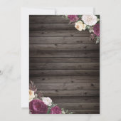 Tiara, Burgund Blume Holz rustikale Süße 16 Party Einladung (Rückseite)