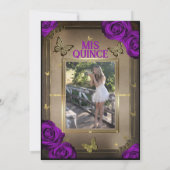 Tiara Butterflies Helle Lila Rose Quinceañera Einladung (Rückseite)