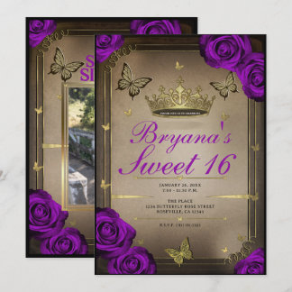 Tiara Butterflies Helle Lila Rose Sweet 16 Einladung