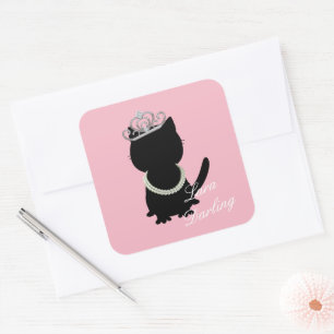 Tiara Cat Dusche Rosa Dusche Party Quadratischer Aufkleber