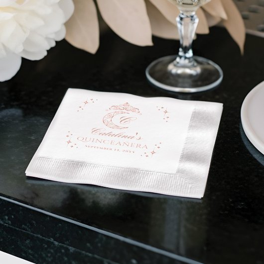 Tiara Celestial Crescent Moon Monogram Servietten Mit Folie