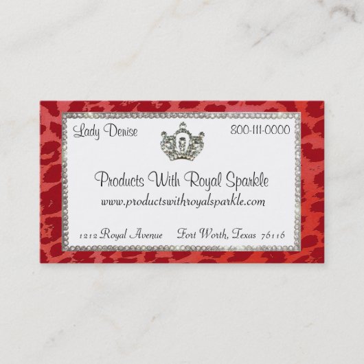 Tiara Cheetah Print Business Card Visitenkarte (Vorderseite)