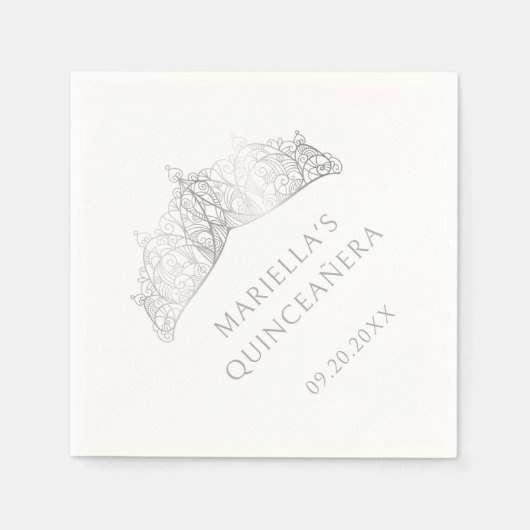 Tiara Crown Elegant Quinceanera Serviette (Vorderseite)