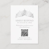 Tiara Crown Quinceanera QR RSVP Begleitkarte (Vorderseite)