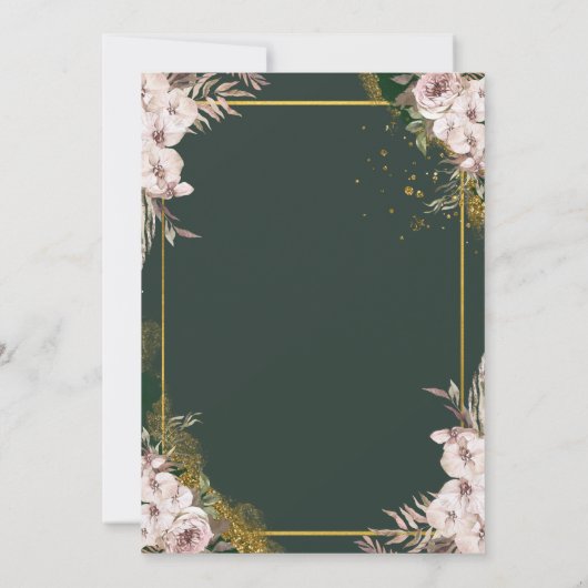 Tiara, Diamonds Boho Blume Green Quinceañera Einladung (Rückseite)