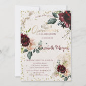 Tiara, Diamonds Burgundy Rose Quinceañera Einladung (Vorderseite)