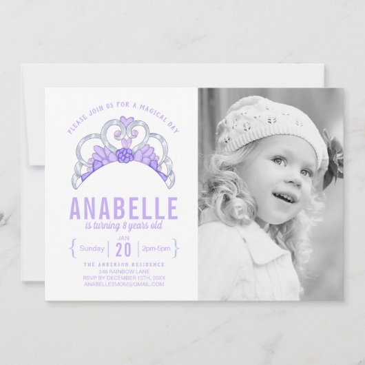 Tiara Foto Einladung zum Geburtstag (Vorderseite)