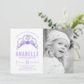 Tiara Foto Einladung zum Geburtstag (Stehend Vorderseite)