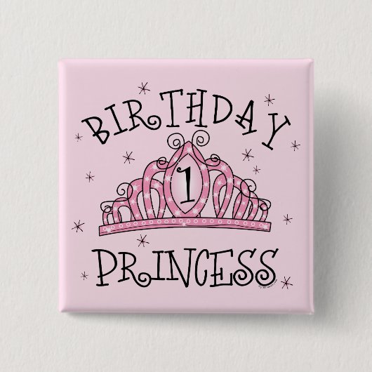 Tiara-Geburtstags-Prinzessin 1. Geburtstag Button (Vorderseite)