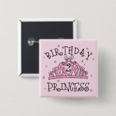 Tiara-Geburtstags-Prinzessin 2. Geburtstag Button (Vorne & Hinten)