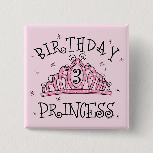 Tiara-Geburtstags-Prinzessin 3. Geburtstag Button (Vorderseite)