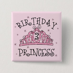 Tiara-Geburtstags-Prinzessin 3. Geburtstag Button