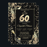 Tiara Glitzer Heelse Diamonds Wirbel 60. Geburtsta Einladung<br><div class="desc">Elegante Tiara,  Diamant,  vergoldete Glitzer-Heelse,  Champagner-Flasche und Glas und Wirbel auf schwarzem Hintergrund. Schöne Einladung,  die mit Ihrem Namen angepasst werden kann. Wählen Sie die Schaltfläche "Anpassen",  um Stil,  Farbe und Größe des Schriftartes zu ändern.</div>