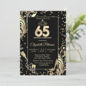 Tiara Glitzer Heelse Diamonds Wirbel 65. Geburtsta Einladung (Stehend Vorderseite)