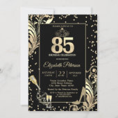 Tiara Glitzer Heelses Diamonds Wirbel 50. Geburtst Einladung (Vorderseite)