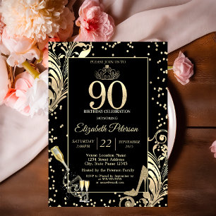 Tiara Glitzer Heelses Diamonds Wirbel 90. Geburtst Einladung