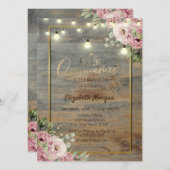 Tiara, Lights, Holzgoldrahmen, Blume Quinceañera Einladung (Vorne/Hinten)