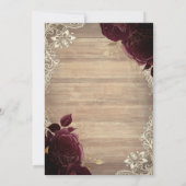 Tiara, Lights, Wood Burgund Rose Lace Quinceañera Einladung (Rückseite)