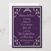 Tiara-lila silberne Einladung (Vorne/Hinten)