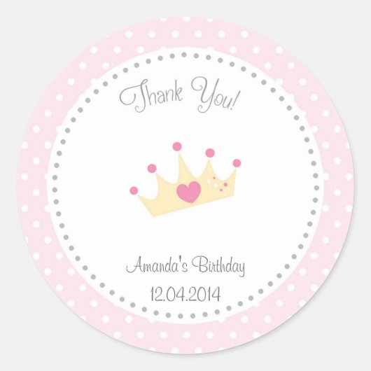 Tiara Little Princess Birthday Sticker (Vorderseite)