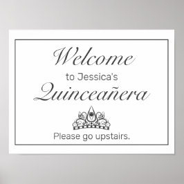 Tiara Minimalistisch White Quinceanera Begrüßungsz Poster